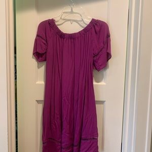 Purple off the shoulder dress from local boutique
